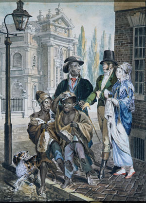 Worldly Folk Questioning Chimney Sweeps and Their Master before Christ Church, Philadelphia by John Lewis Krimmel - Hand-Painted Oil Painting Reproduction