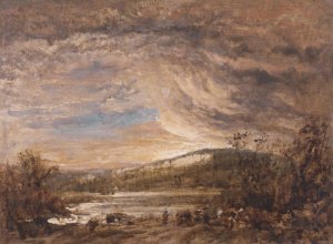 A River Landscape by John Linnell Oil Painting
