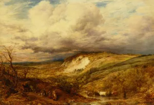 A Surrey Chalkpit by John Linnell Oil Painting