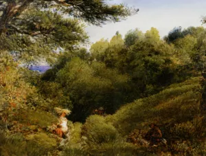 A Surrey Glade Oil painting by John Linnell