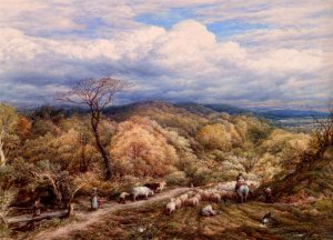 An Autumn Afternoon With Shepherd And Flock