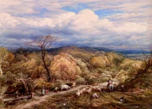 An Autumn Afternoon With Shepherd And Flock by John Linnell - Oil Painting Reproduction