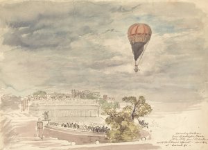 Ascent of Balloon from Burlington House, Piccadilly, from the Window at Mr. B. Palmer's by John Linnell Oil Painting