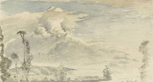 Cloudy sky over a hilly landscape by John Linnell Oil Painting