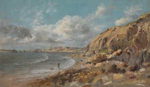 Coast Scene at Cullercoats near Whitley Bay by John Linnell Oil Painting
