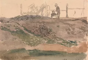 Figures on a Bank, Kensington Gravel Pits by John Linnell Oil Painting