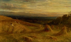 Harvest Time in Sussex by John Linnell Oil Painting
