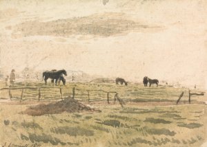 Horses in a Paddock by John Linnell Oil Painting
