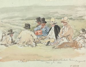 Mowers in the Field in Porchester Terrace, Bayswater, June 9, 1830 by John Linnell Oil Painting