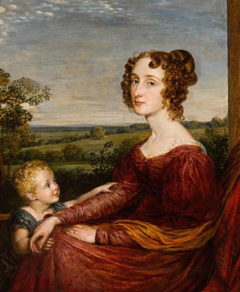 Main Product Photo of Portrait of Mrs. William Wilberforce and Child  Painting by John Linnell