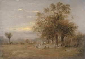 Sheep Grazing by John Linnell Oil Painting