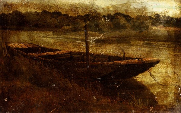 Main Product Photo of Study of a Punt Moored at Twickenham Painting by John Linnell