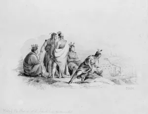 Indians Visiting Their Old Hunting Grounds from Hosack Album painting by John Ludlow Morton