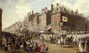 View of the Parade of the Victuallers from Fourth and Chestnut Streets by John Ludwig Krimmel Oil Painting