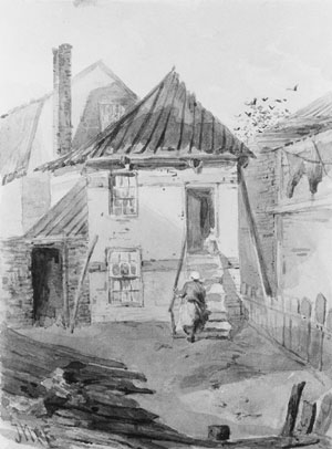 Barracks at Fort Pitt from Cropsey Album by John Mackie Falconer Oil Painting