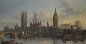 The Palace Of Westminster From The Thames by John Macvicar Anderson Oil Painting