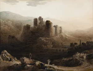 Moonlight - Chepstow Castle by John Martin Oil Painting