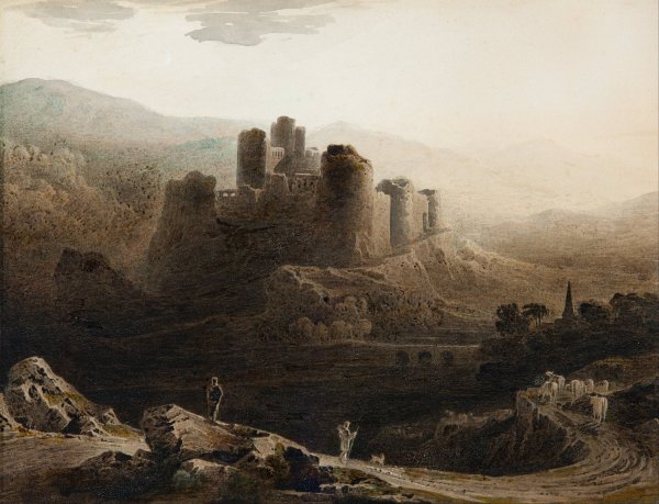 Moonlight - Chepstow Castle  by John Martin - Hand-Painted Oil Painting Reproduction