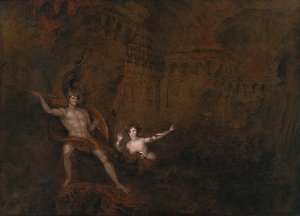 The Conflict Between Satan And Death by John Martin Oil Painting