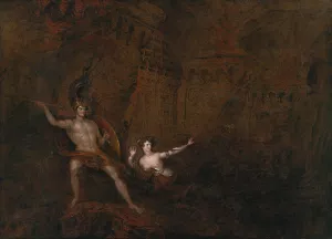 The Conflict Between Satan And Death by John Martin Oil Painting