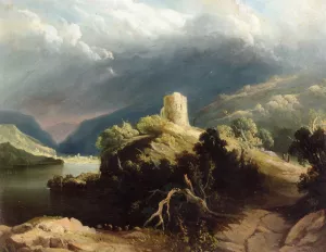 View of Dolbadern Castle, North Wales by John Martin - Oil Painting Reproduction