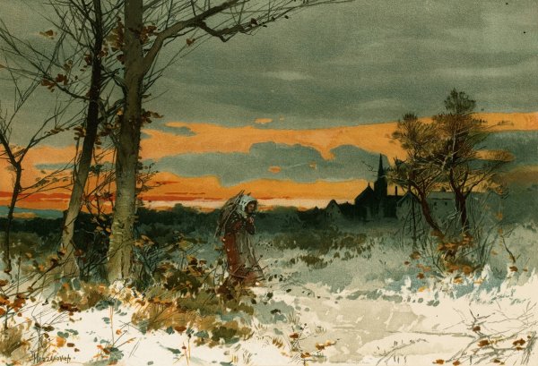 Winter by John Mazzanovich - Hand-Painted Oil Painting Reproduction