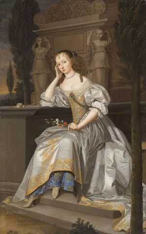 A posthumous portrait of Elizabeth, Countess of Westmorland by John Michael Wright Oil Painting