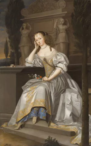 A posthumous portrait of Elizabeth, Countess of Westmorland by John Michael Wright Oil Painting