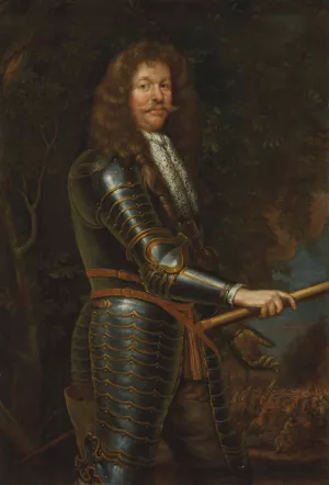 Portrait of a man in armour by John Michael Wright Oil Painting