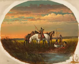 A Halt on the Prairie for a Smoke by John Mix Stanley Oil Painting