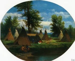 Assiniboin Camp painting by John Mix Stanley