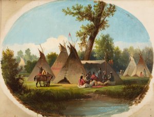 Assiniboin Encampment on the Upper Missouri by John Mix Stanley Oil Painting
