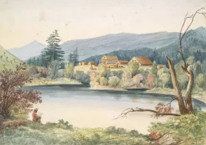 Coeur d'Alene Mission, St. Ignatius River by John Mix Stanley Oil Painting