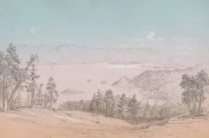 Flathead Lake, Looking toward the South by John Mix Stanley Oil Painting