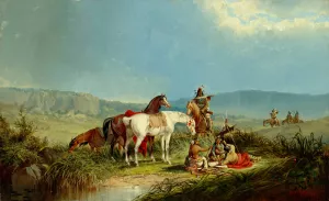 Indians Playing Cards by John Mix Stanley Oil Painting
