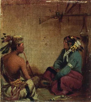 Interior of Wigwam painting by John Mix Stanley