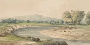 Milk River and Panther Mountain Oil painting by John Mix Stanley