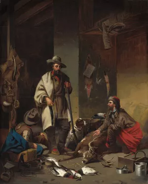 The Trapper's Cabin by John Mix Stanley Oil Painting