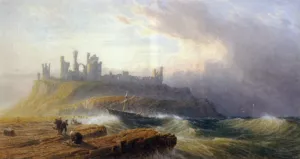 Dunstanborough Castle, Northumberland by John Mogford Oil Painting