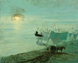 Beach Scene by John Noble Oil Painting