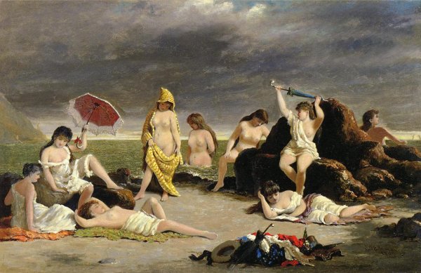 Main Product Photo of Bathing Beauties on the Hudson Painting by John Obrien Inman