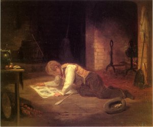 Catching Up on the News by John Obrien Inman Oil Painting