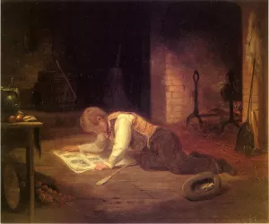Catching Up on the News by John Obrien Inman Oil Painting