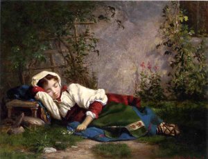 Napping by John Obrien Inman Oil Painting