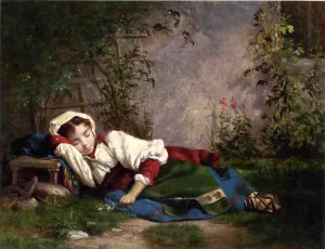 Napping by John Obrien Inman Oil Painting