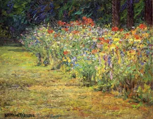 Flower Border by John Ottis Adams - Oil Painting Reproduction