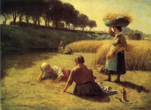 Gleaners at Rest also known as Nooning by John Ottis Adams - Oil Painting Reproduction
