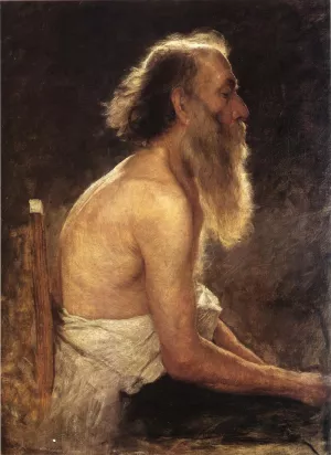 Half-Length Figure Study by John Ottis Adams Oil Painting