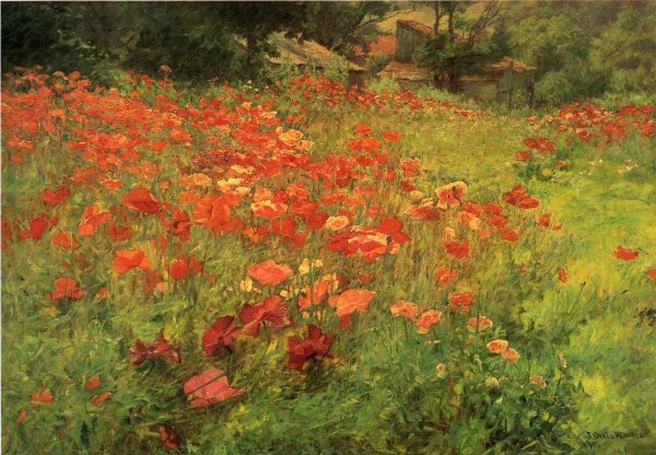 In Poppyland by John Ottis Adams - Hand-Painted Oil Painting Reproduction