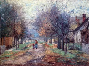 Metamora also known as A Quiet Neighborhood, Metamora by John Ottis Adams - Oil Painting Reproduction